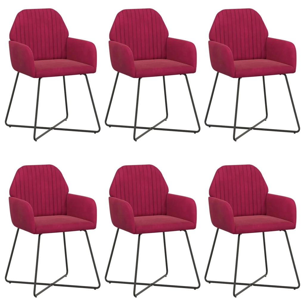 Sedie da pranzo 6 pz Velluto Rosso Vino 55 x 50 x 84 cm 3428387