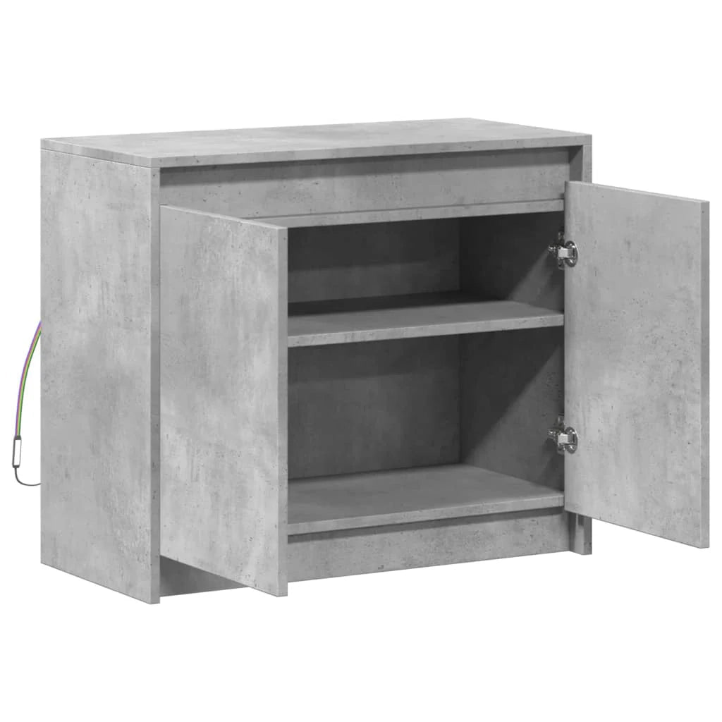 Buffet credenza cassettiera mobiletto mobile contenitore organizer per cucina soggiorno salotto con illuminazione a LED 72 x 34 x 61 cm legno ingegnerizzato grigio 02_0029806