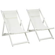 SET 2 SEDIE POLTRONA SDRAIO DA ESTERNI PIEGHEVOLI E RECLINABILI IN ALLUMINIO, 96.5X58X91.5 CM, BEIGE