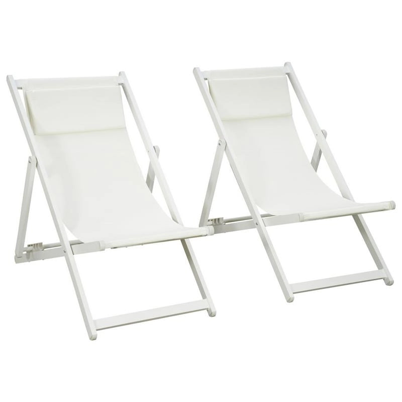 SET 2 SEDIE POLTRONA SDRAIO DA ESTERNI PIEGHEVOLI E RECLINABILI IN ALLUMINIO, 96.5X58X91.5 CM, BEIGE
