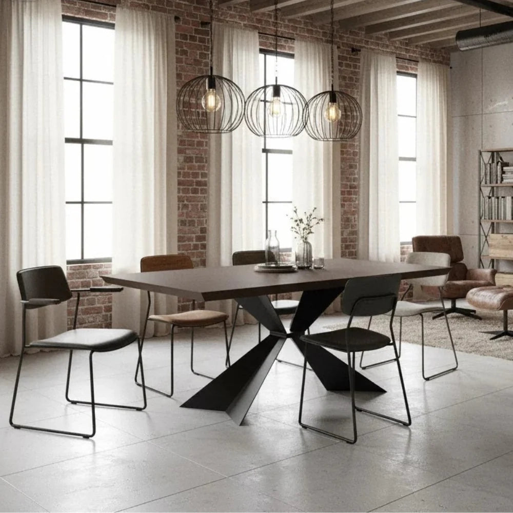 Tavolo da pranzo allungabile in legno impiallacciato rovere termocotto Taurus 200-300x100 cm fino a 12 posti Made in Italy | Duzzle