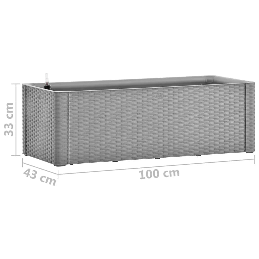 Fioriera rialzata per piante fiori patio o giardino con sistema di irrigazione 100 x 43 x 33 cm grigio 02_0039769
