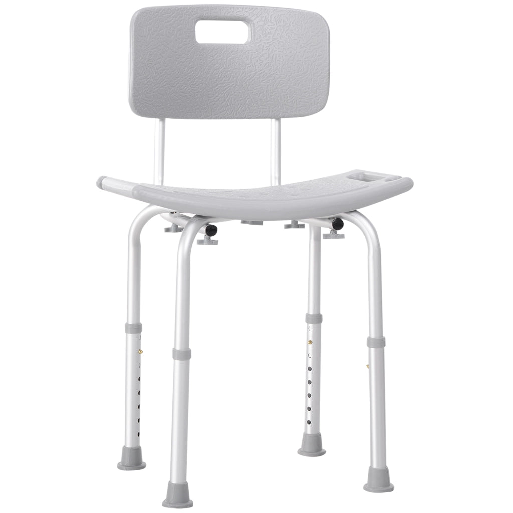 Sgabello da doccia con schienale antiscivolo e altezza regolabile ¨C zephmum ¨C 8 livelli, carico 136 kg