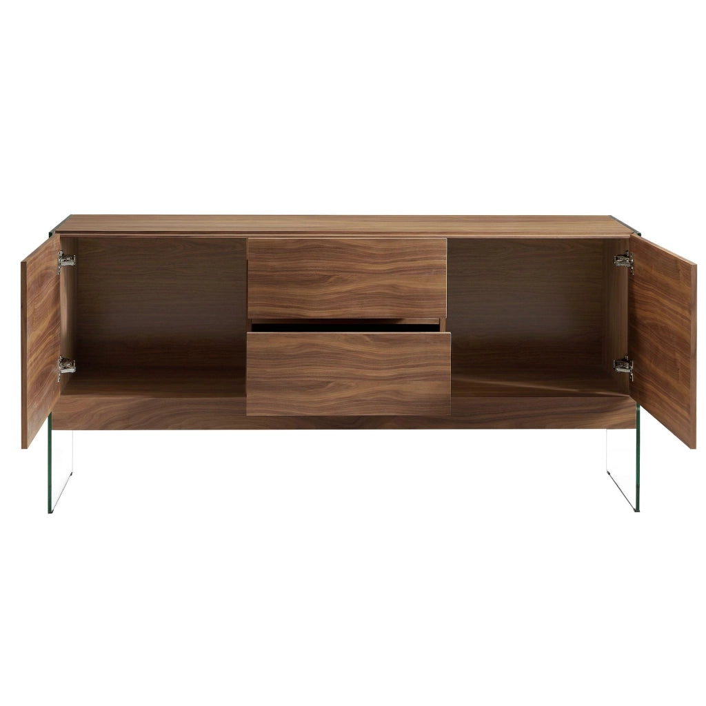 Credenza noce e vetro temperato
