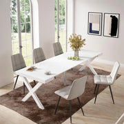 Consolle allungabile, 58 fino 262x90x73cm, Per 12 persone, Gambe in legno, Bianco RF2816