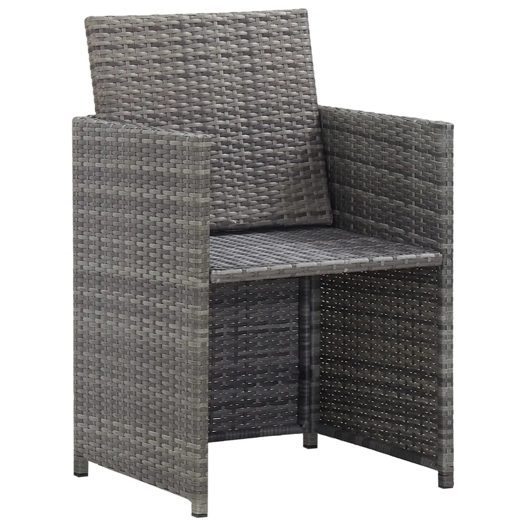 Set da Pranzo da Giardino 13 pz e Cuscini Polyrattan Antracite 46383