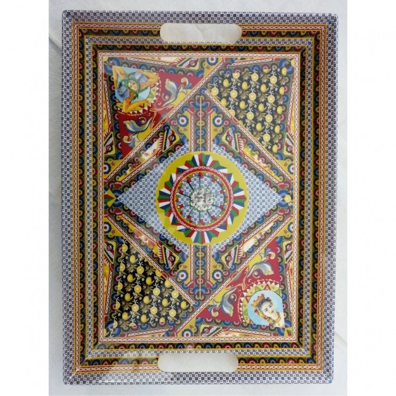 Vassoio Tray con Manici Santa Rosalia in Melamina 49 x 36 cm