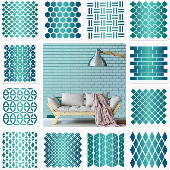 Stencils per Honingraat Geometrico - Disegno e Pittura - 12 Set - 15,2 x 15,8 cm