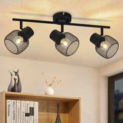 ZMH Lampada da soffitto 3 faretti orientabili E27 metallo nero stile retrò 25W per soggiorno corridoio cucina cameretta
