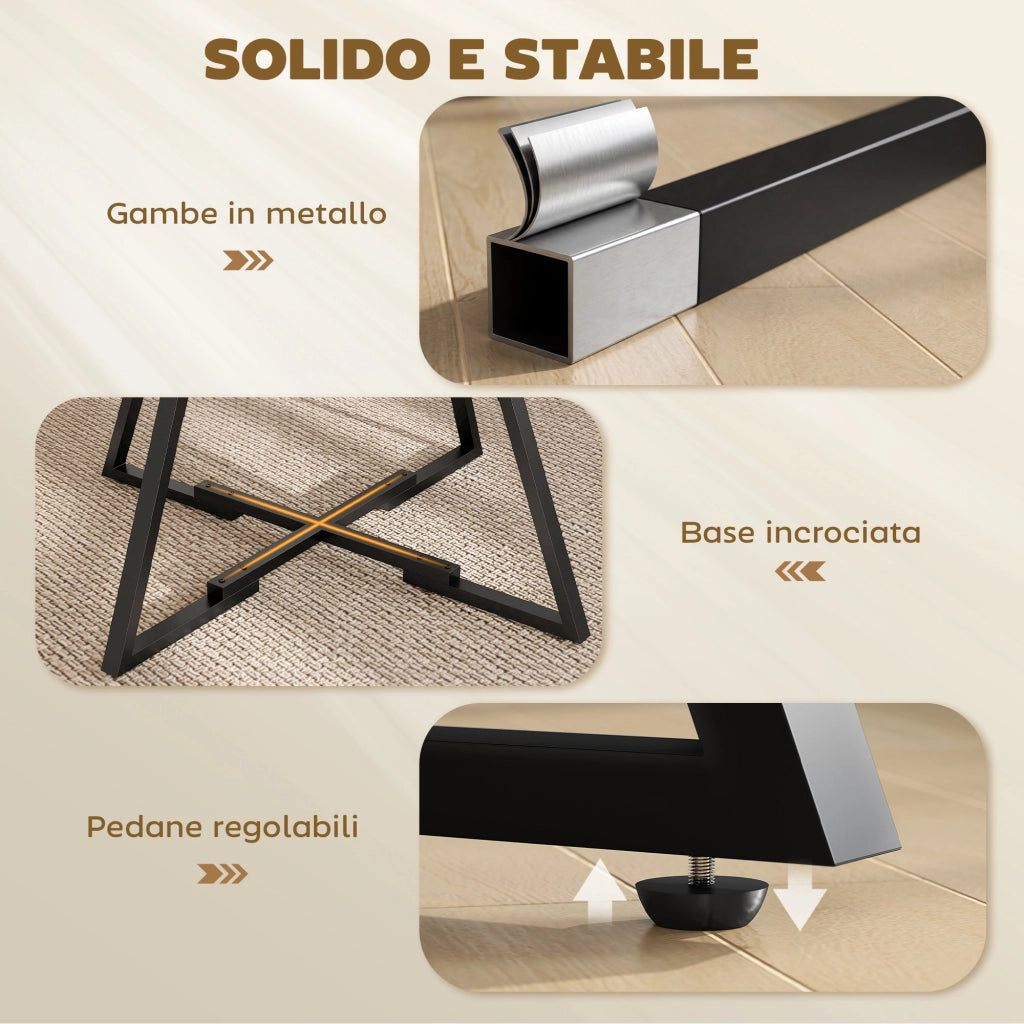 Tavolo da pranzo 4 posti, 100 cm rotondo, cucina industriale, ripiano portaoggetti, marrone rustico.