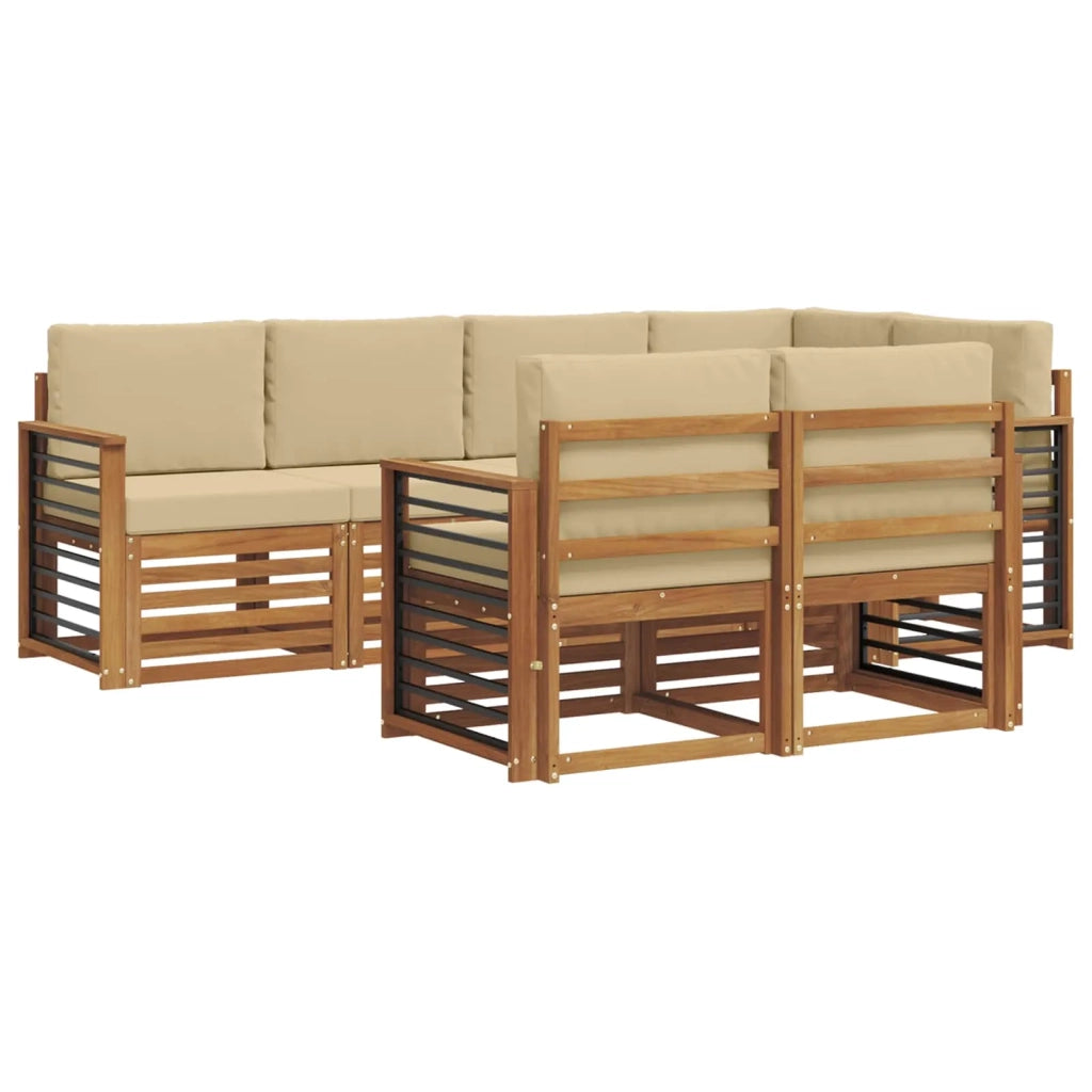 Set divano sezionale con cuscino 7 pcs Naturale e Beige 3374983