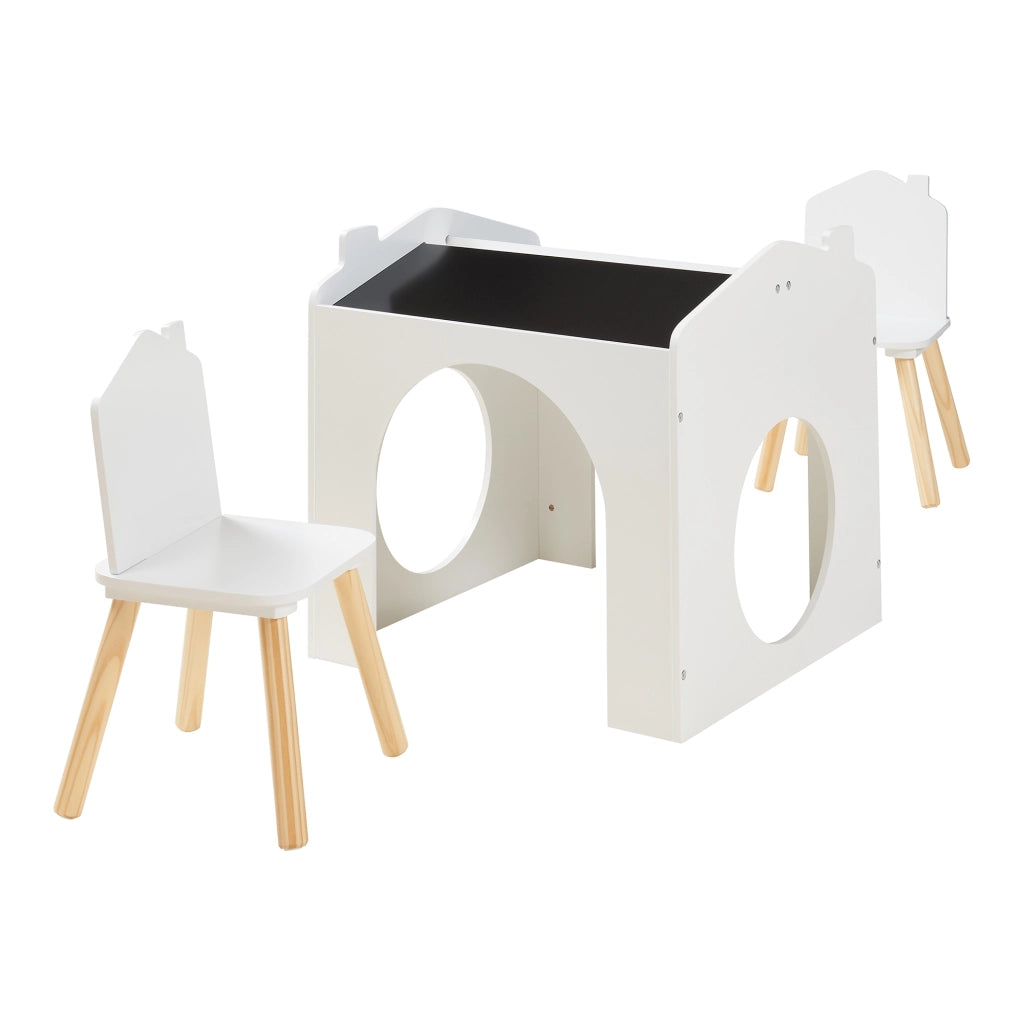 Set Romso Tavolo e Sedie per Bambini con Lavagne Mobili per Cameretta - Bianco [en.casa]