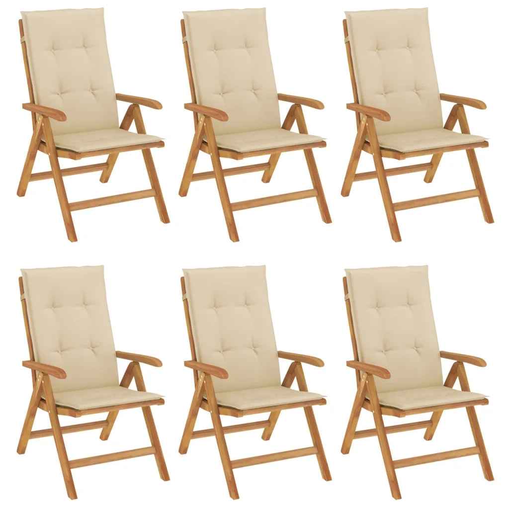 Sedie da Giardino Reclinabili con Cuscini 6 pz in Legno di Teak 3196496