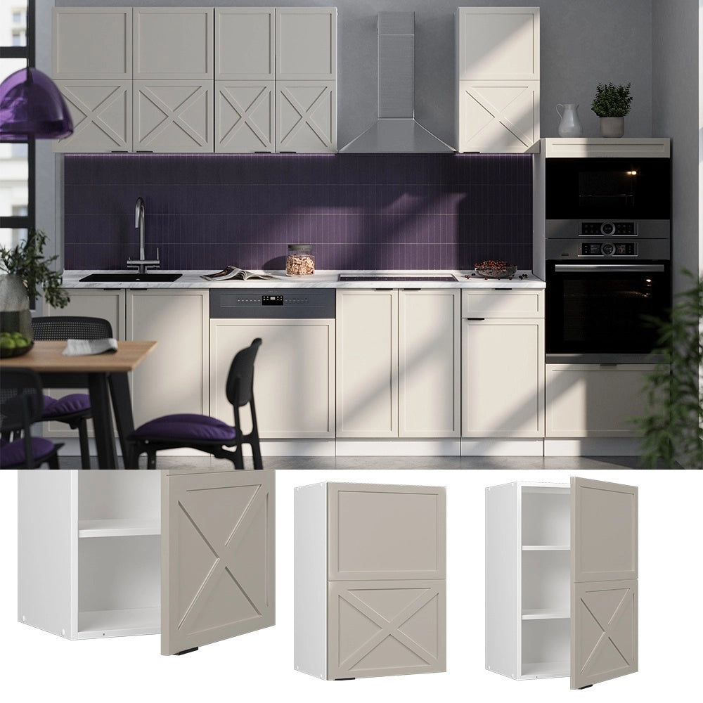 Pensile da cucina Fame-Line GrigioBeige/Bianco 50 cm Vicco
