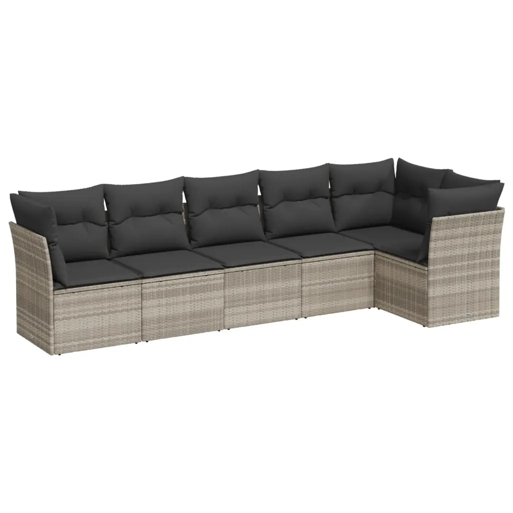 vidaXL Set Divano da Giardino 6pz con Cuscini Grigio Chiaro Polyrattan