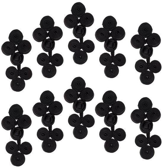 Accessori per abbigliamento DIY - 10 paia - Chiave vintage a mano - 3 chiavi - Chiusura fiore/ranocchio - Dimensioni: 55 x 25 mm - Materiale: Stoffa