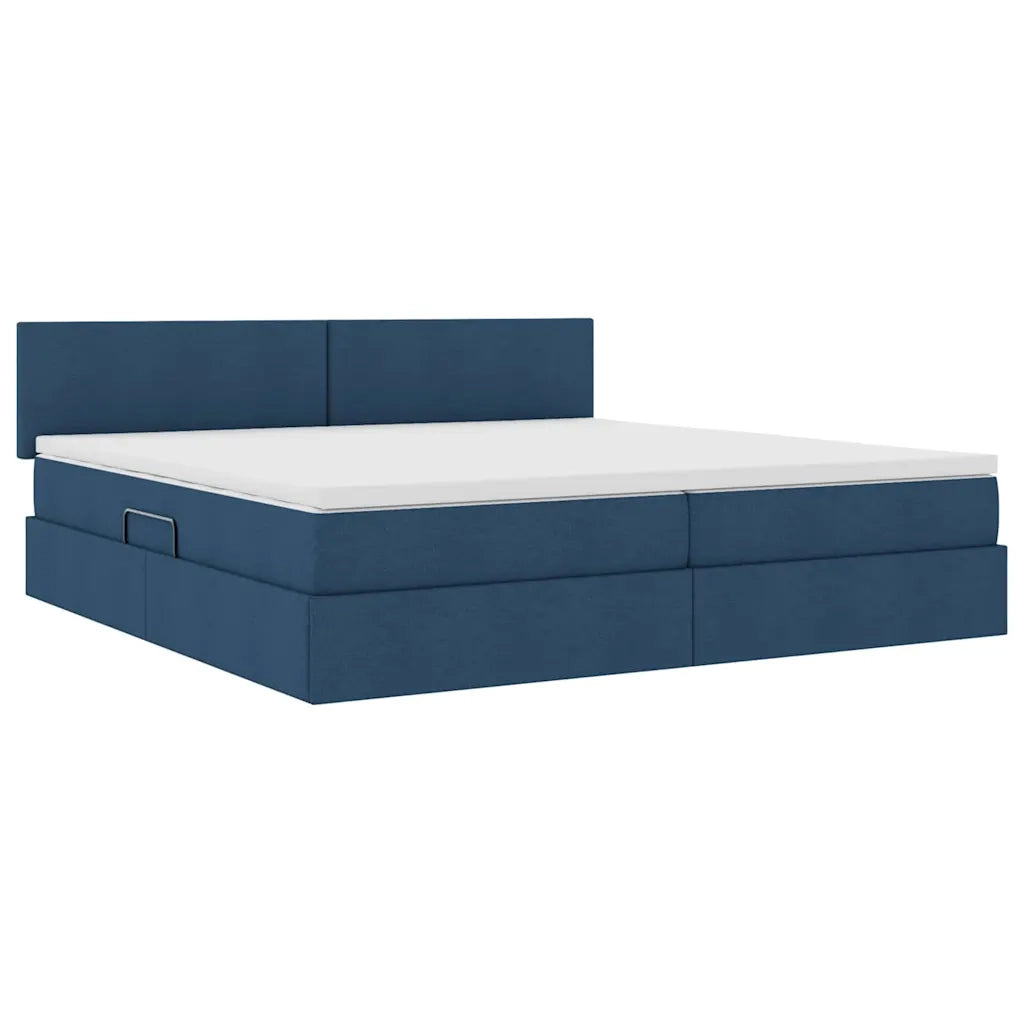 Letto con contenitore LED e materasso Blu 200 x 200 cm Tessuto