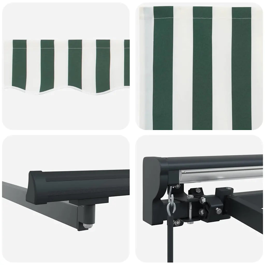 vidaXL Tenda Retrattile Verde e Bianco 450x300 cm Tessuto