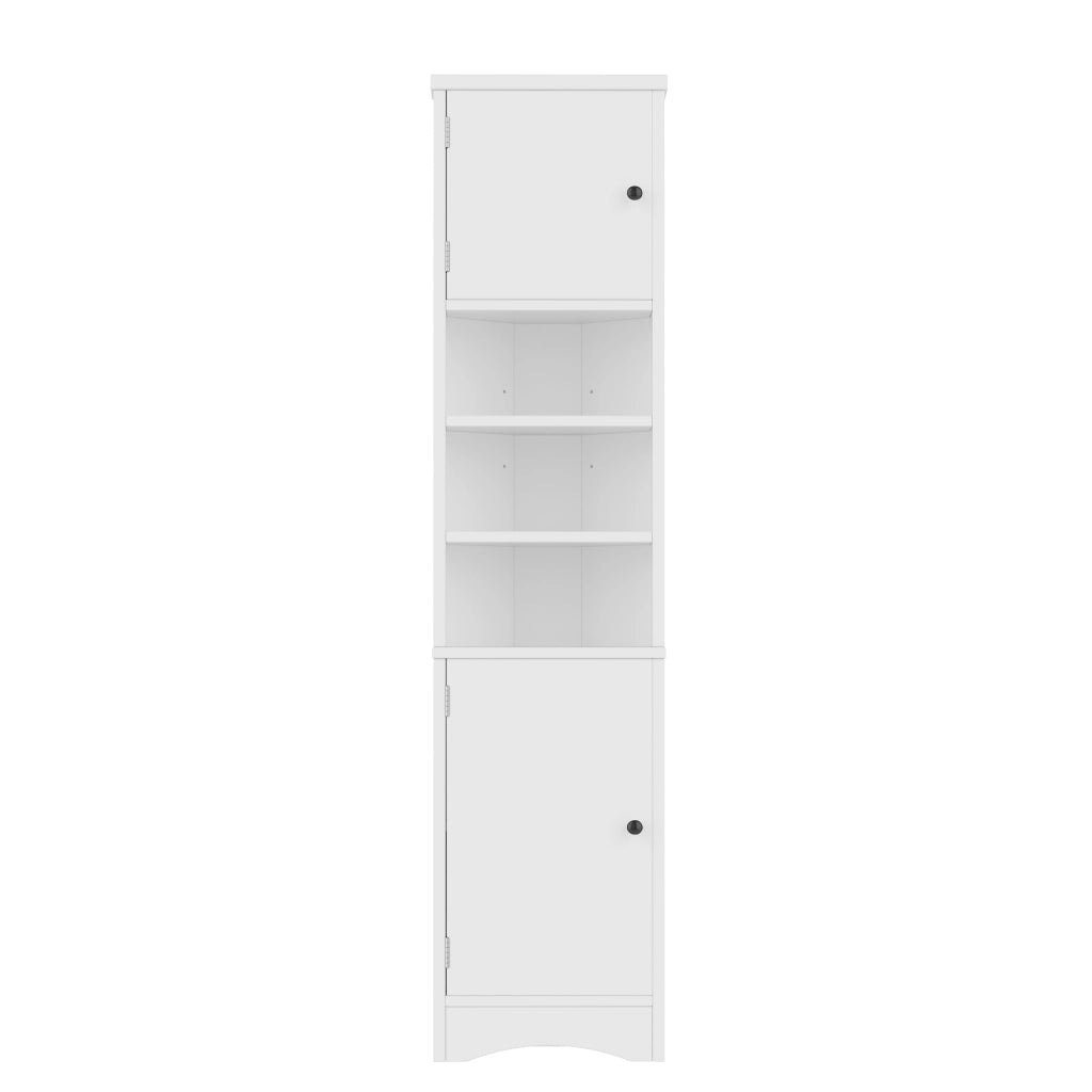 Armadietto Bagno Triangolare ¨C MINIMAL ¨C Bianco, 3 Ripiani, Ante, Salvaspazio, 36.5x24.5x170