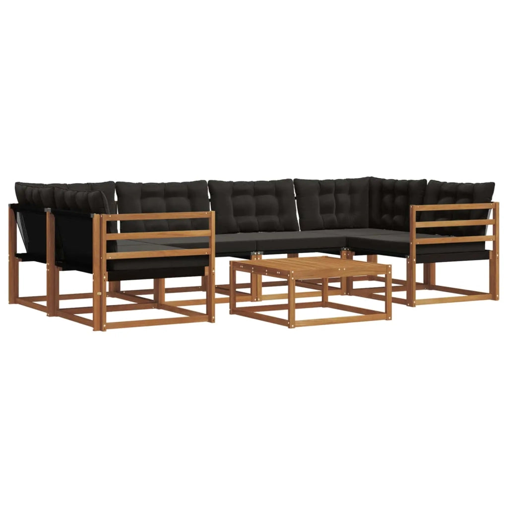 Set di divani da esterno con cuscino 7 pcs Naturale e Nero