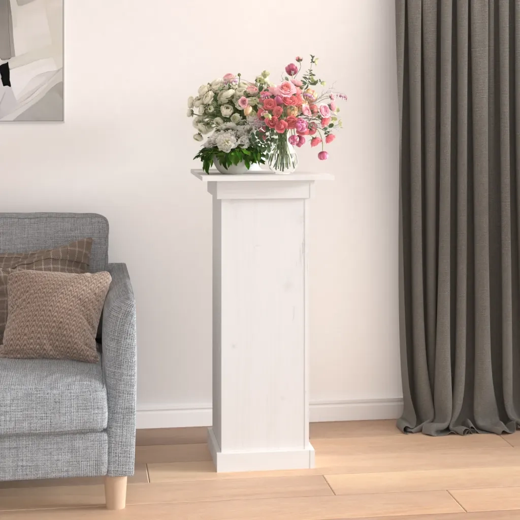 Supporto per Fiori Bianco 40x40x90 cm in Legno Massello di Pino