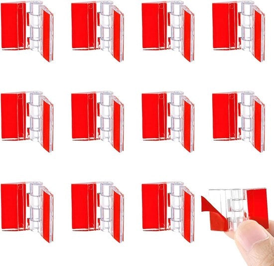 Scharnieri acrilici mini - 12 pezzi autofissanti pieghevoli in plastica trasparente piano - Kit di scharnieri mini trasparenti per lavori di vetro e coperture di acquario