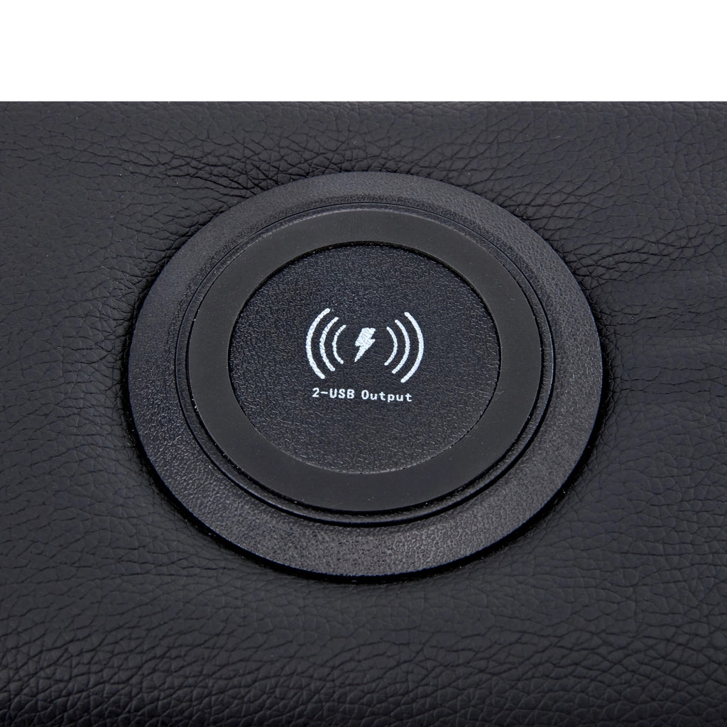 Letto imbottito 160x200 cm in PU nero con USB, LED e contenitore