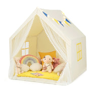 Tenda da gioco per bambini 122 x 105 x 125 cm con luci a stella atmosfera accogliente cotone poliestere beige 20_0014293
