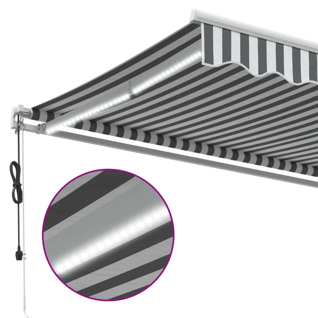 Tenda Retrattile Automatica LED Antracite e Bianco 400x350 cm 3215795