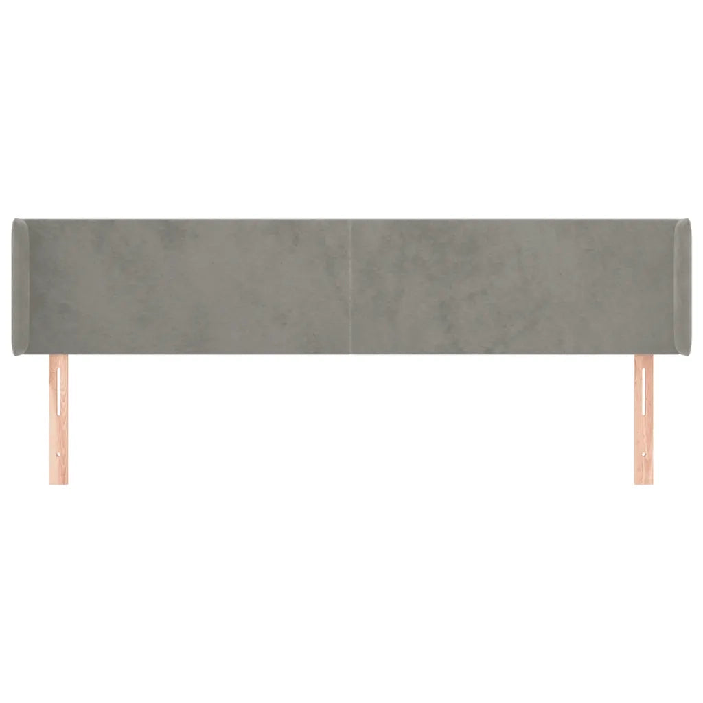 Testiera | Testata ad Orecchio Grigio Chiaro 203x16x78/88 cm in Velluto