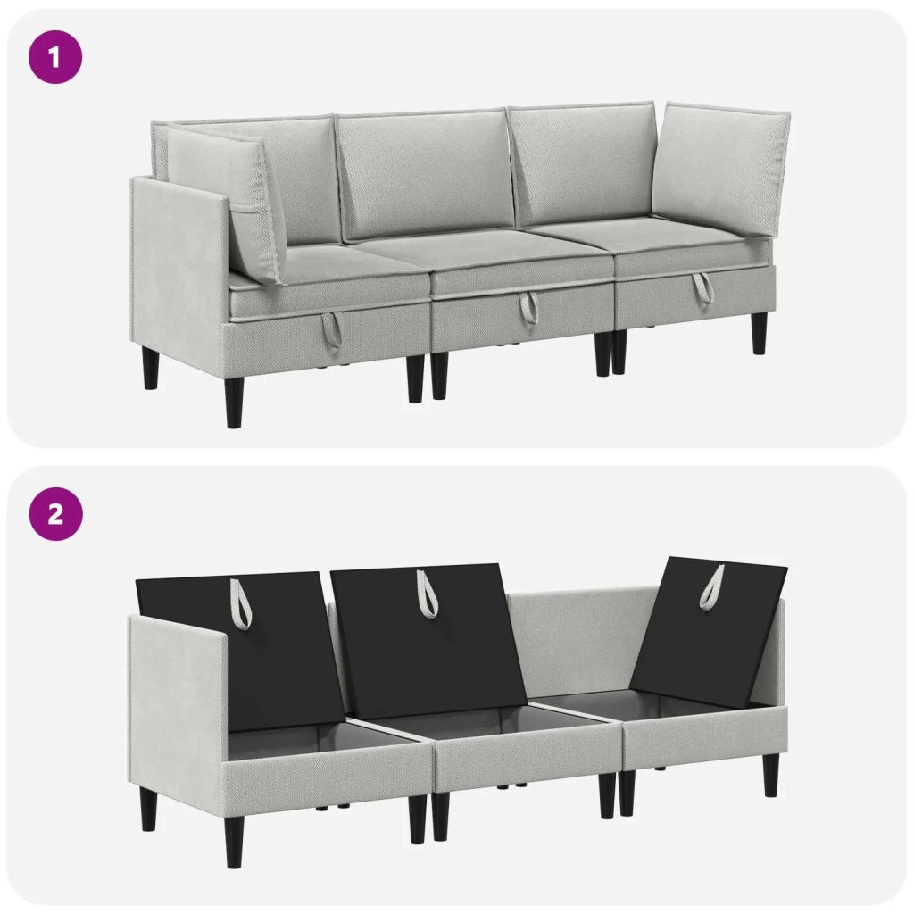 Set di mobili per il soggiorno 3 pcs Grigio chiaro Tessuto