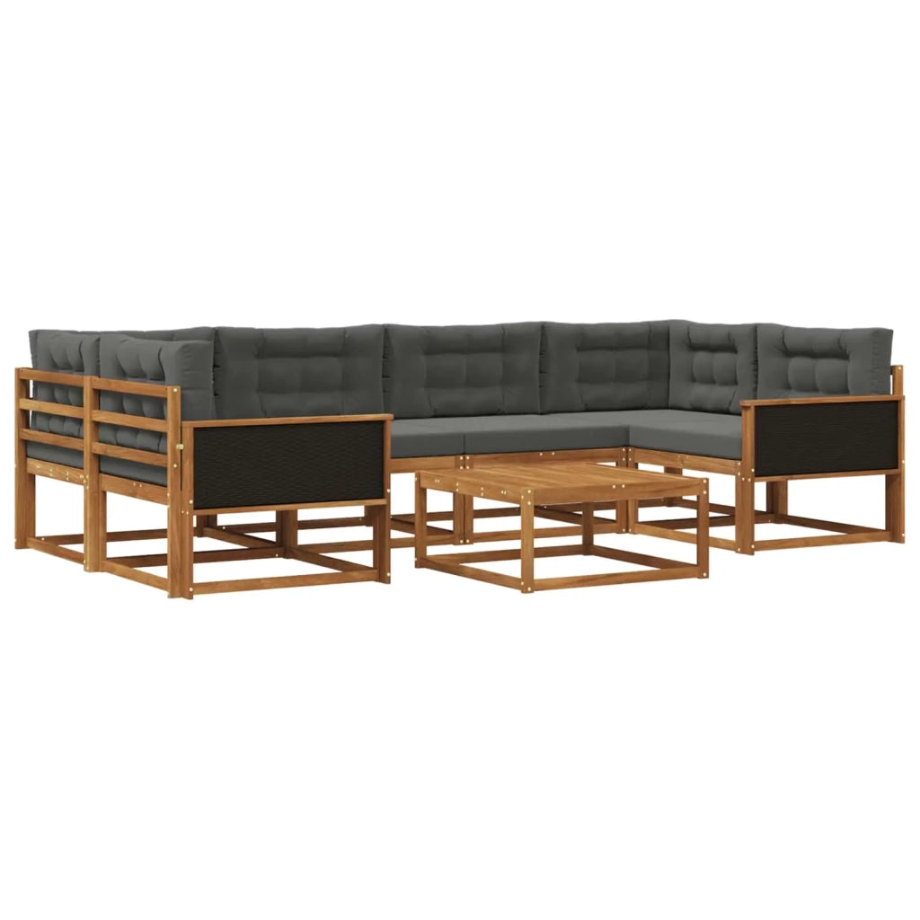 Set di divani da esterno con cuscino 7 pcs Naturale e Antracite