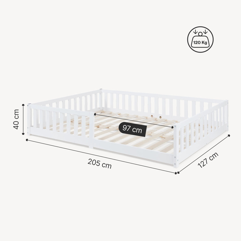 Letto Montessori per Cameretta Tanna in Legno di Pino 120 x 200 cm - Bianco [en.casa]
