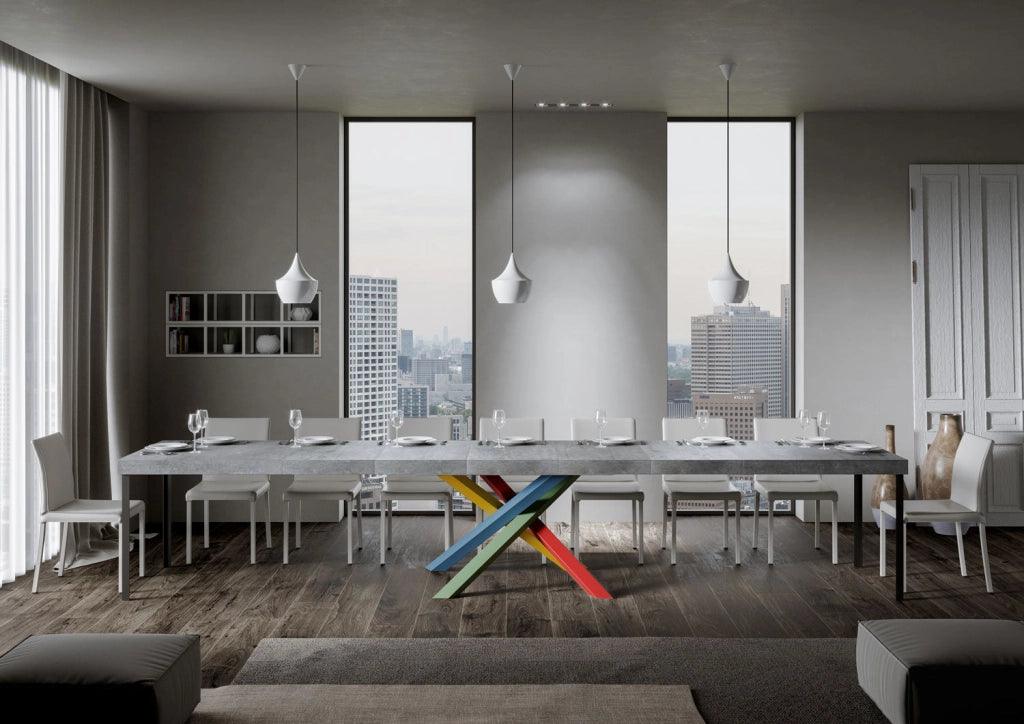 Tavolo Allungabile 130-390x90x77 cm Volantis Premium Cemento Telaio 4B