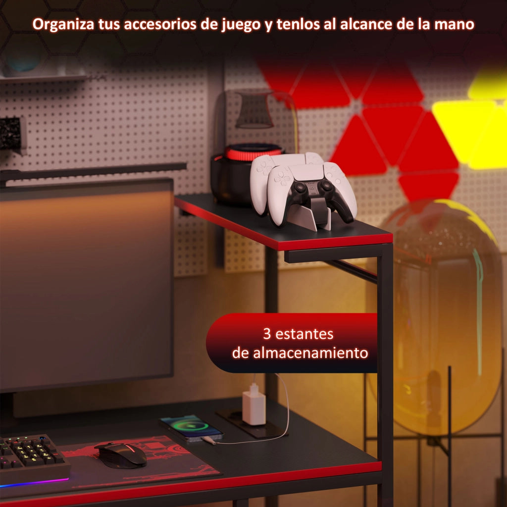 Scrivania Gaming con Luci LED ¨C Minimal ¨C 110x50x75 cm Nero