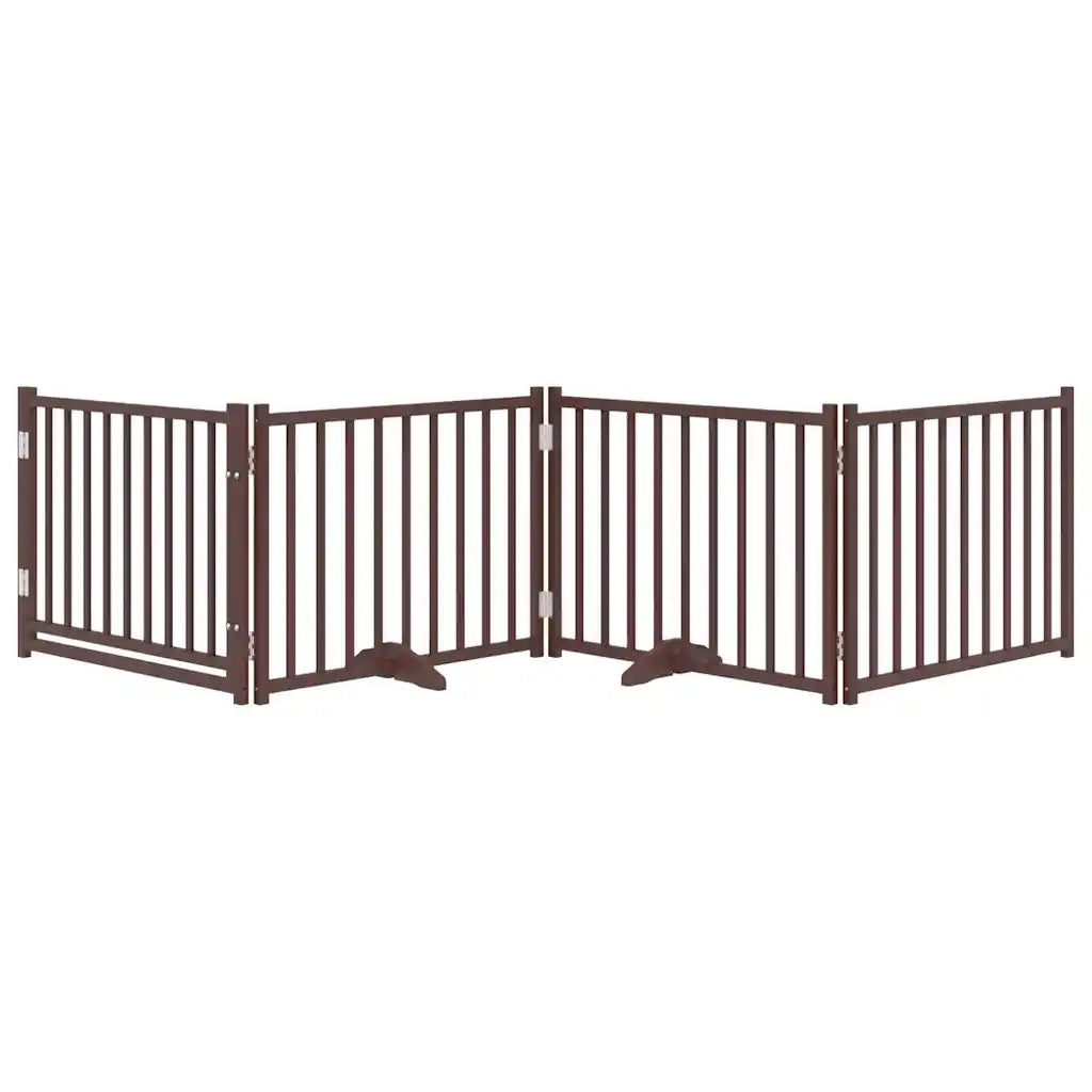 vidaXL Cancello Cani Pieghevole Marrone 4Pannelli 320cm Massello Abete