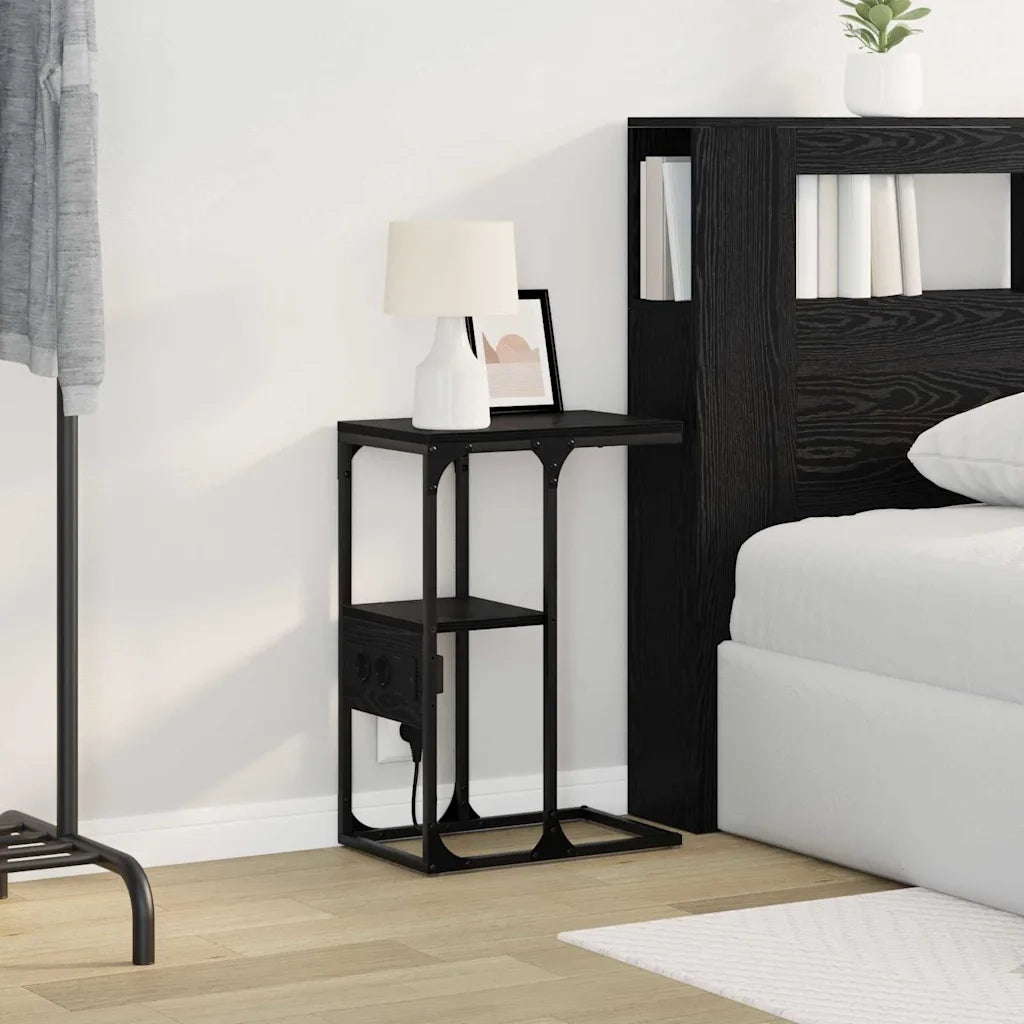 vidaXL Armadio da Notte con cassetto Rovere nero 41.5 x 26 x 60.5 cm