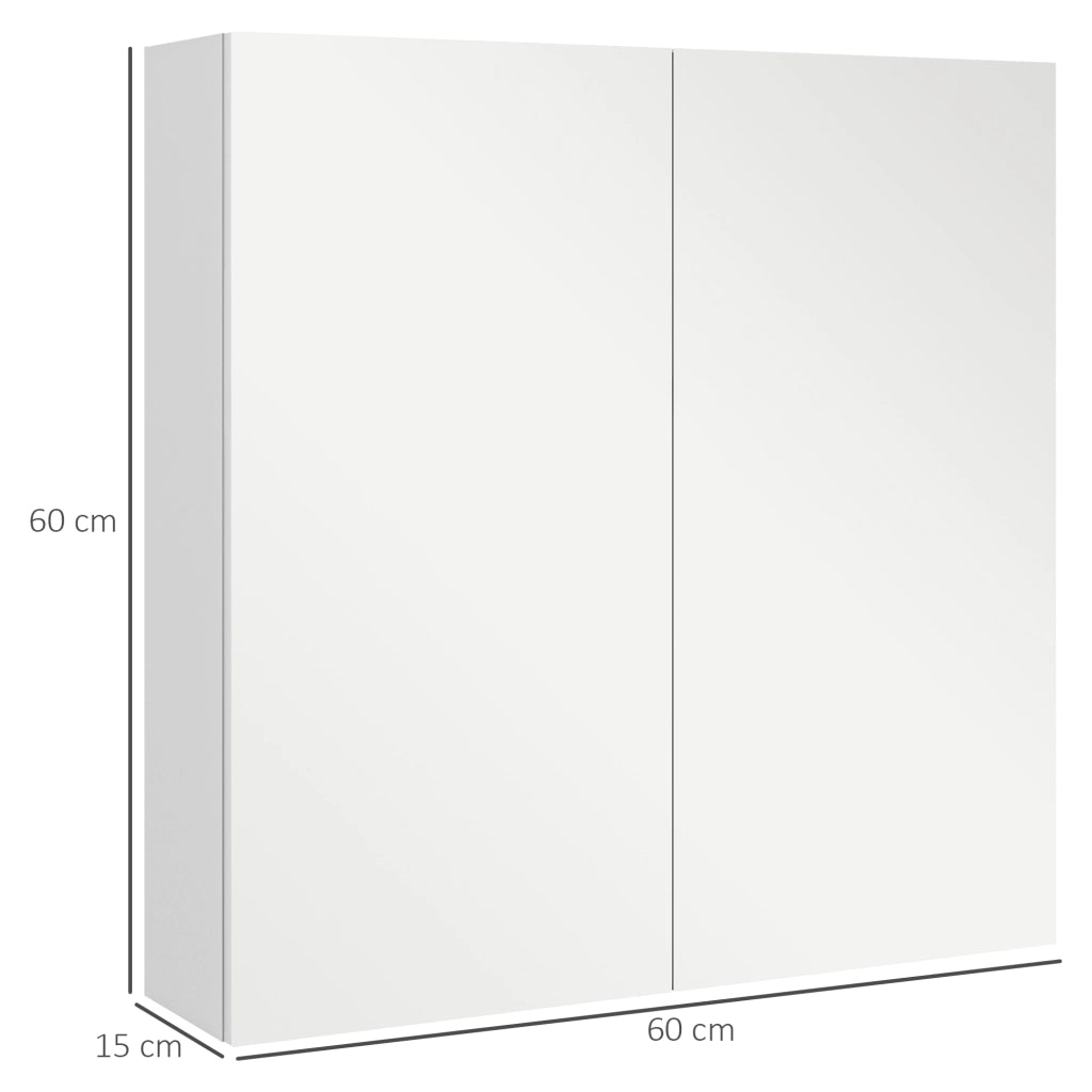 Armadietto a Specchio ¨C zephmum ¨C 3 Ripiani Regolabili, Legno e Vetro, Bianco, 60x15x60 cm