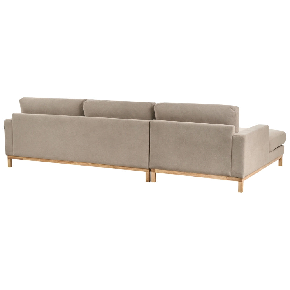 Divano angolare destro Tappezzeria in poliestere taupe Gambe in legno Elegante