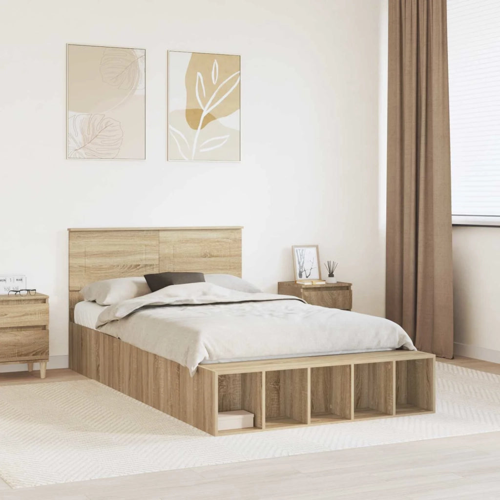Struttura del letto con lo scaffale Rovere Sonoma 135 x 190 cm 3408377