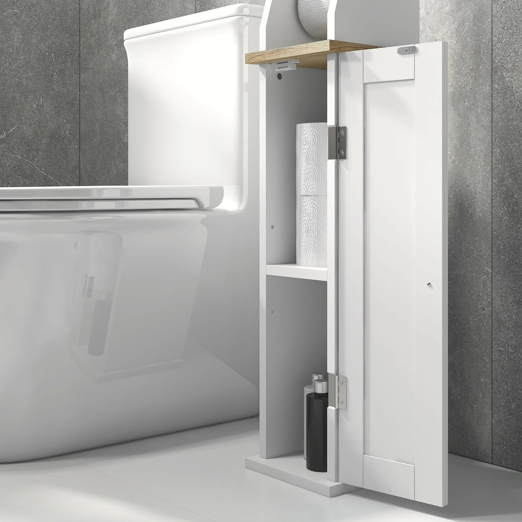 Mobiletto Sottolavabo con Portarotoli ¨C Zephmum ¨C Bianco 18x20x80 cm