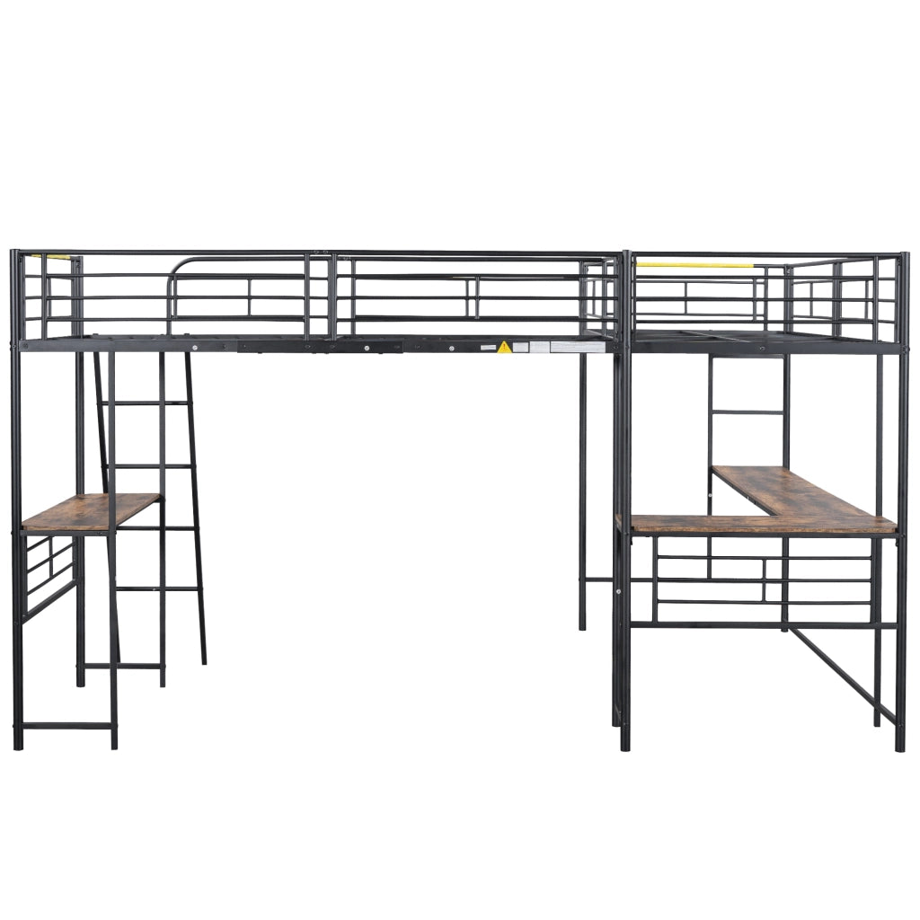Letto a castello nero in MDF e metallo 90x200 cm