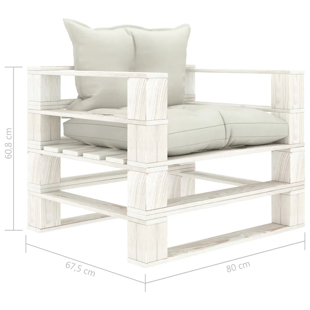 Poltrona da Giardino Pallet con Cuscini Beige in Legno 3052420