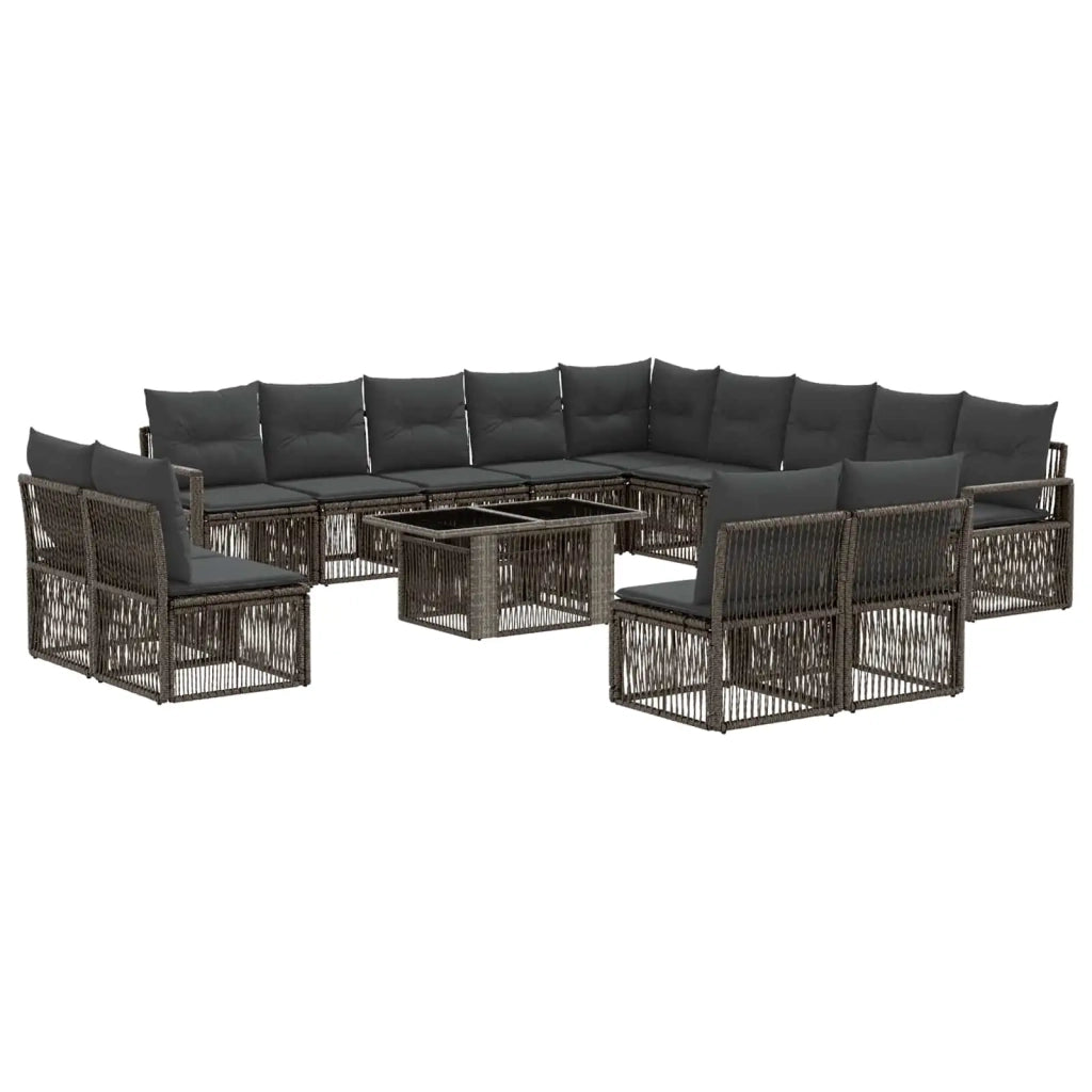 Set Divano da Giardino 14 pz Grigio e Grigio Scuro polyrattan 3437174
