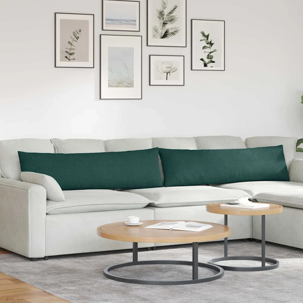 Cuscini da Divano 2 pz-Set di 2 Cuscini per Sofa Verde Scuro 145 x 40 cm Tessuto