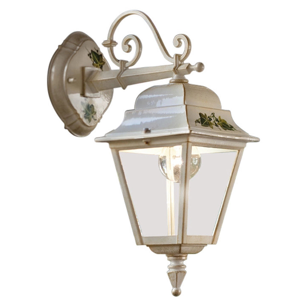 Applique Classica Da Esterno Gorizia Metallo Ceramica Bianco Sfumato 1 Luce E27