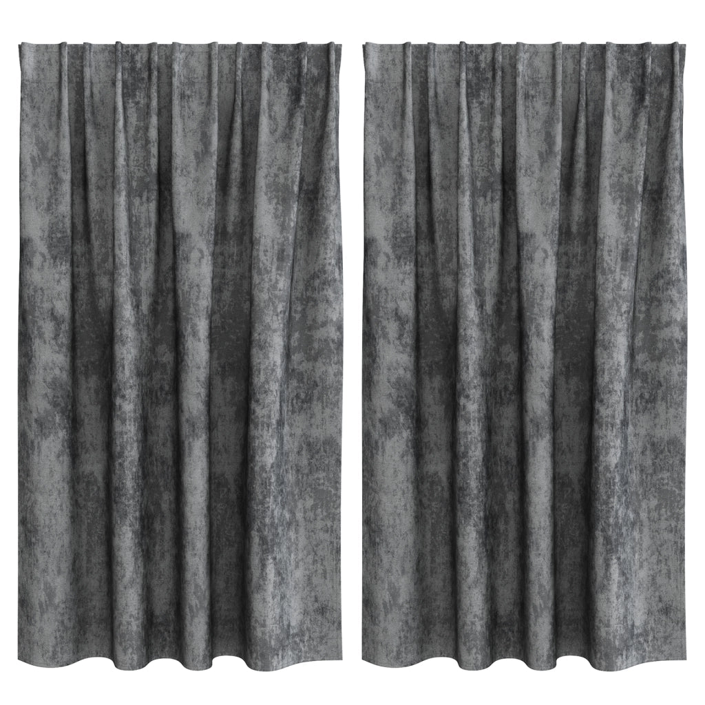 Tende in Velluto 2 pz con Occhielli Grigio 140x140 cm