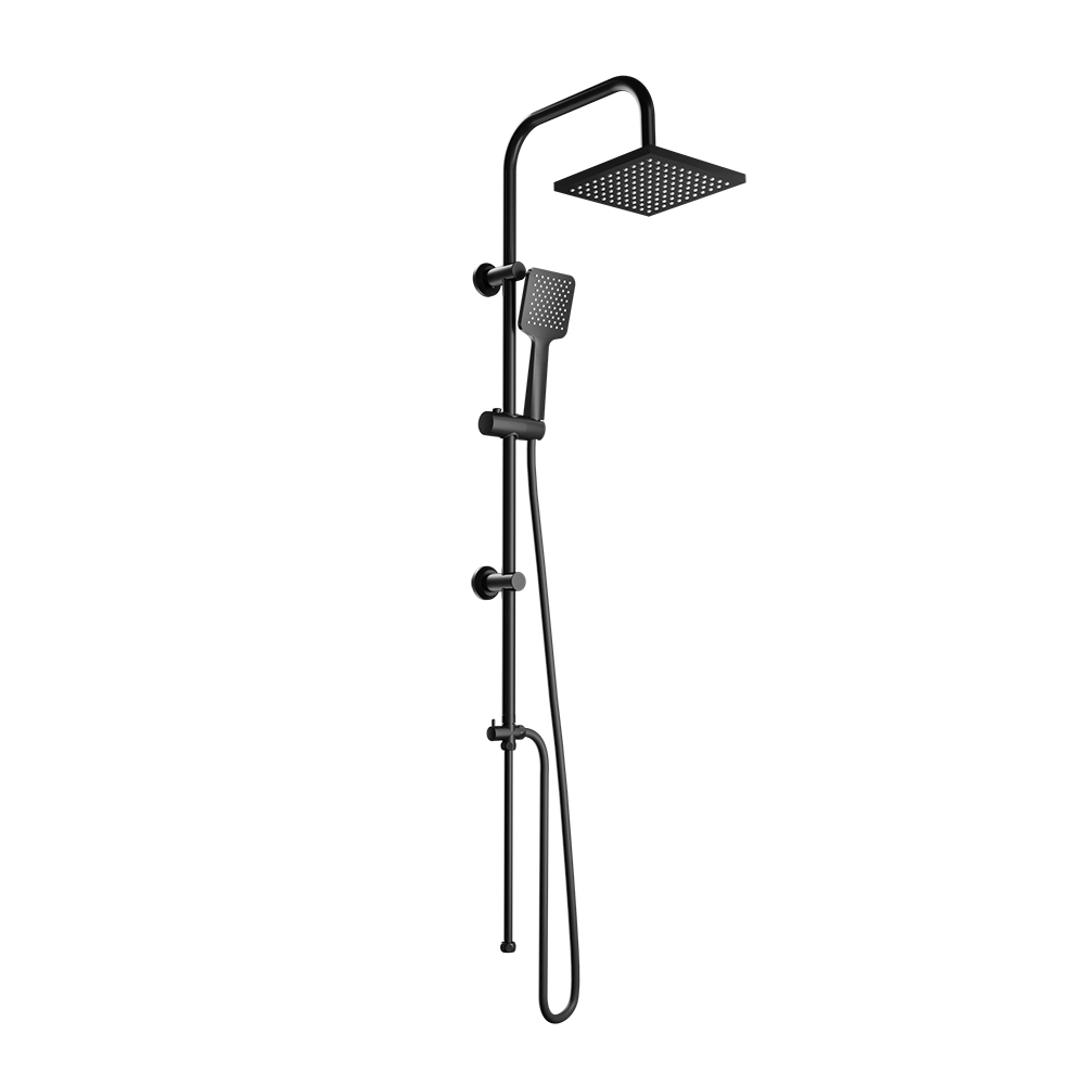 Colonna doccia in acciaio inox nero opaco soffione 20x20 cm | Tevere