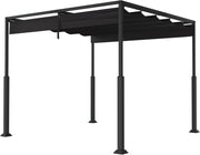 Pergola 3x3m, baldacchino impermeabile, stabile invernale, gazebo con ombreggiatura regolabile, protezione solare per giardino, terrazza e balcone, nero