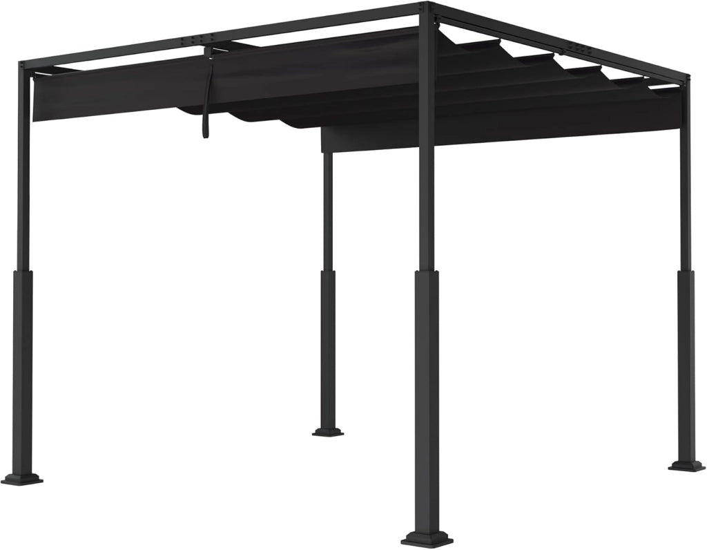 Pergola 3x3m, baldacchino impermeabile, stabile invernale, gazebo con ombreggiatura regolabile, protezione solare per giardino, terrazza e balcone, nero